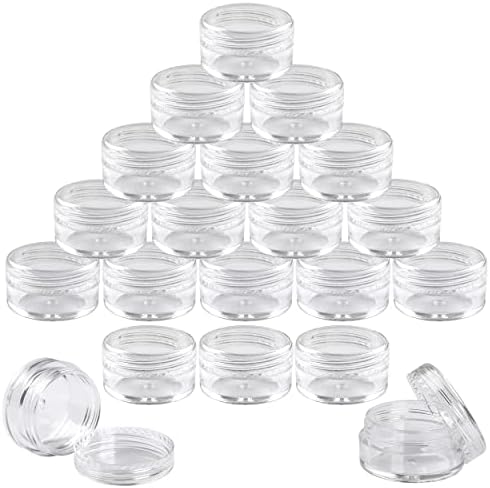 Sambreel Sample Pots- Travel Pots for Toiletries, 5g/5ml Plastic Clear Small Pots with Lids for Lotions, Creams, Makeup. (50)