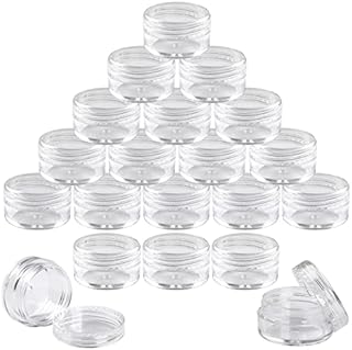 Sambreel Sample Pots- Travel Pots for Toiletries, 5g/5ml Plastic Clear Small Pots with Lids for Lotions, Creams, Makeup. (50)