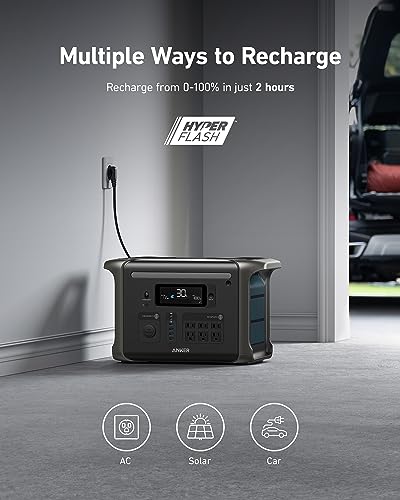 Image of Anker SOLIX F1500 Portable Power Station, 1800W Solar Generator, PowerHouse Design, 1536Wh Battery Generators for Home Use, LiFePO4 Power Station for Outdoor Camping and RVs (Solar Panel Optional)