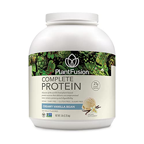 PlantFusion Complete Vegan Protein Powder - Plant Based Protein Powder with BCAAs, Digestive Enzymes and Pea Protein - Keto, Gluten Free, Soy Free, Non-Dairy, No Sugar, Non-GMO - Vanilla Bean 5lb Bulk