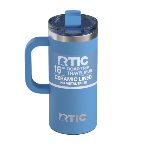 RTIC 16oz Road Trip Travel Mug with Lid and Handle, Denim