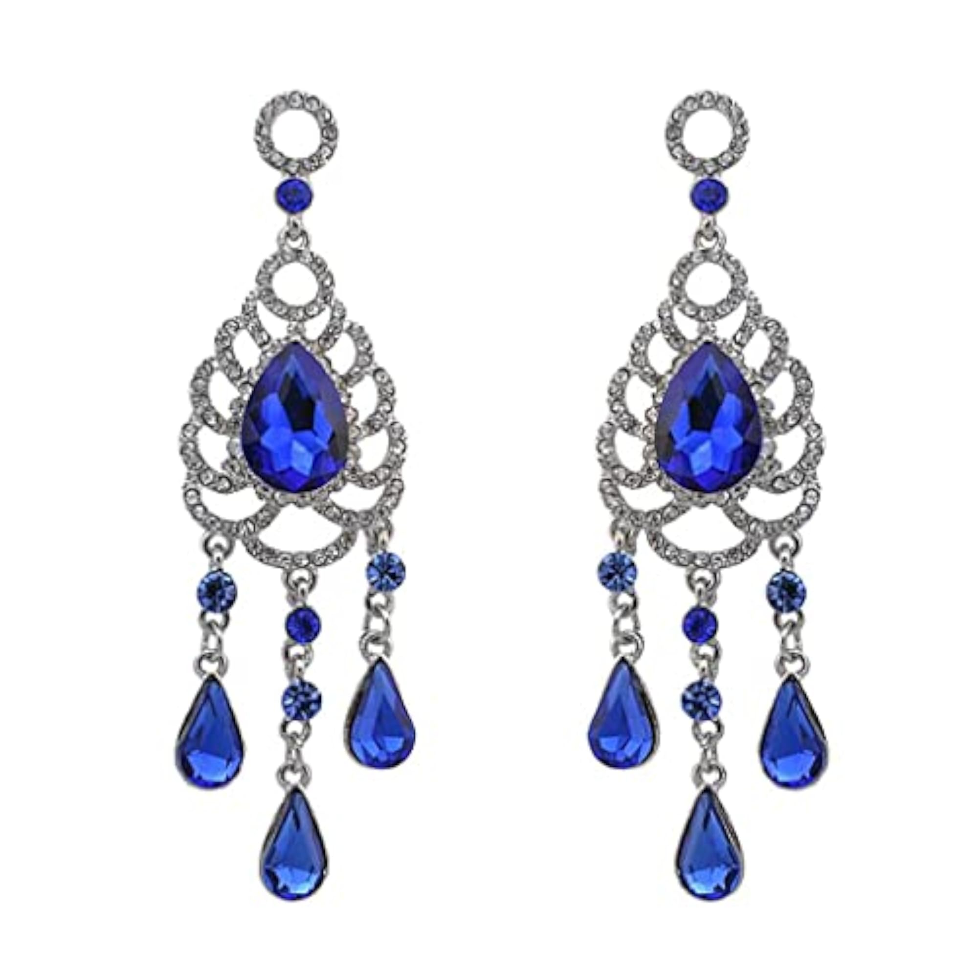 Waterdrop Chandelier Rhodium Dangle Earrings for Weddings