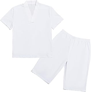 Men's Japanese Kimono Underwear 1 Set (Hadajuban Shirt with Collar/Steteko Pants)