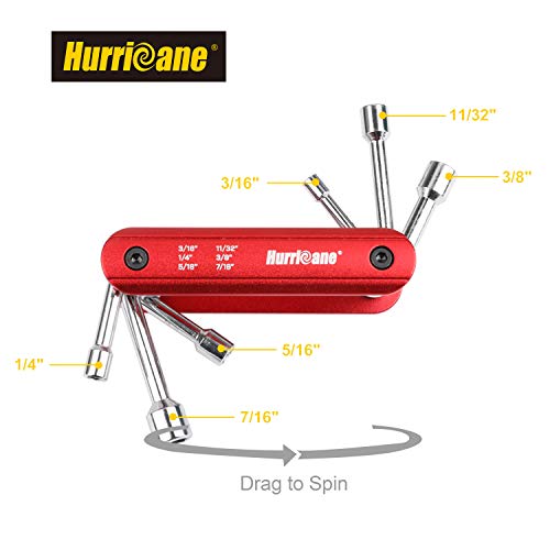 6 In 1 Hurricane Folding Nut Driver Set Aluminum Handle SAE