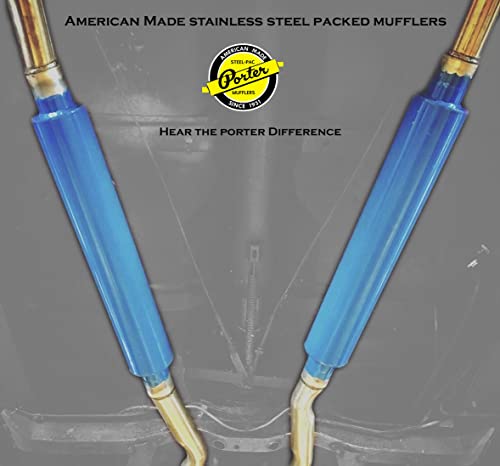 Porter Mufflers - Shorty Muffler - Improved Exhaust Sound And Performance With Durable Non-Directional Design - Blue Aluminized Steel Blue, Inlet/Outlet Diameter 2.00, Body Diameter 3.5 #TOP4