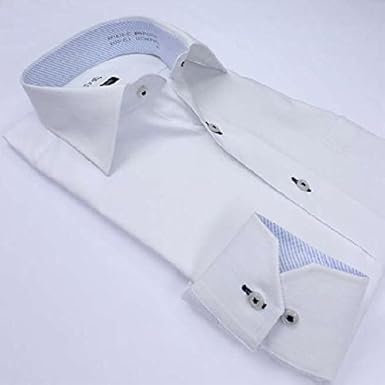 Amazon ワイシャツ Yシャツ メンズ長袖 ワイドスプレッド ストレッチ 裏前立て 別生地 色糸使い形態安定 Yin Yang P12ynw5 シャツ 通販