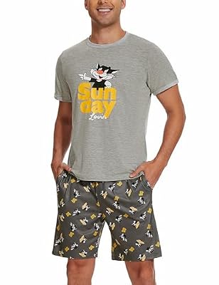 Demegimi Pijamas Hombre Verano de Algodón Primavera Verano Conjunto de Ropa para Dormir Pijama Hombre Manga Corta | Ya disponible en tu tienda friki favorita! En mundofriki.es!
