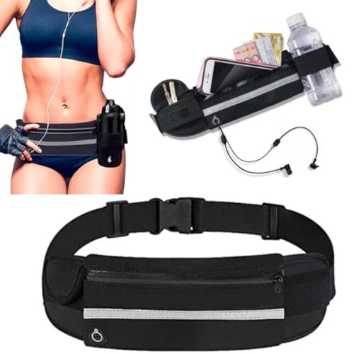 BOLSA ESPORTIVA POCHETE FITNESS BIKE BICICLETA COR PRETA PARA CELULAR GARRAFA TRANSVERSAL CINTURA IM