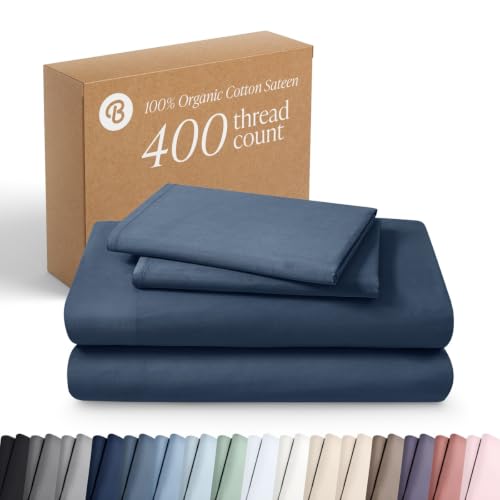 Bare Home 100% Organic Cotton Sateen Sheet Set (Full, Bering Sea)