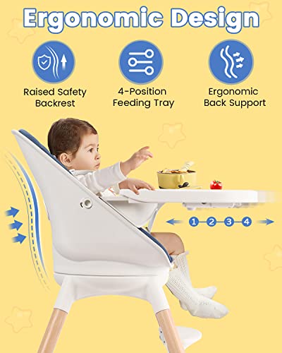 Baby High Chair For Babies And Toddlers, [ 360° Swivel ] 3-In-1 Wooden Baby Feeding High Chair, Toddler Infant High Chairs, Save Space/Easy To Clean/One-Min Assemble #TOP4