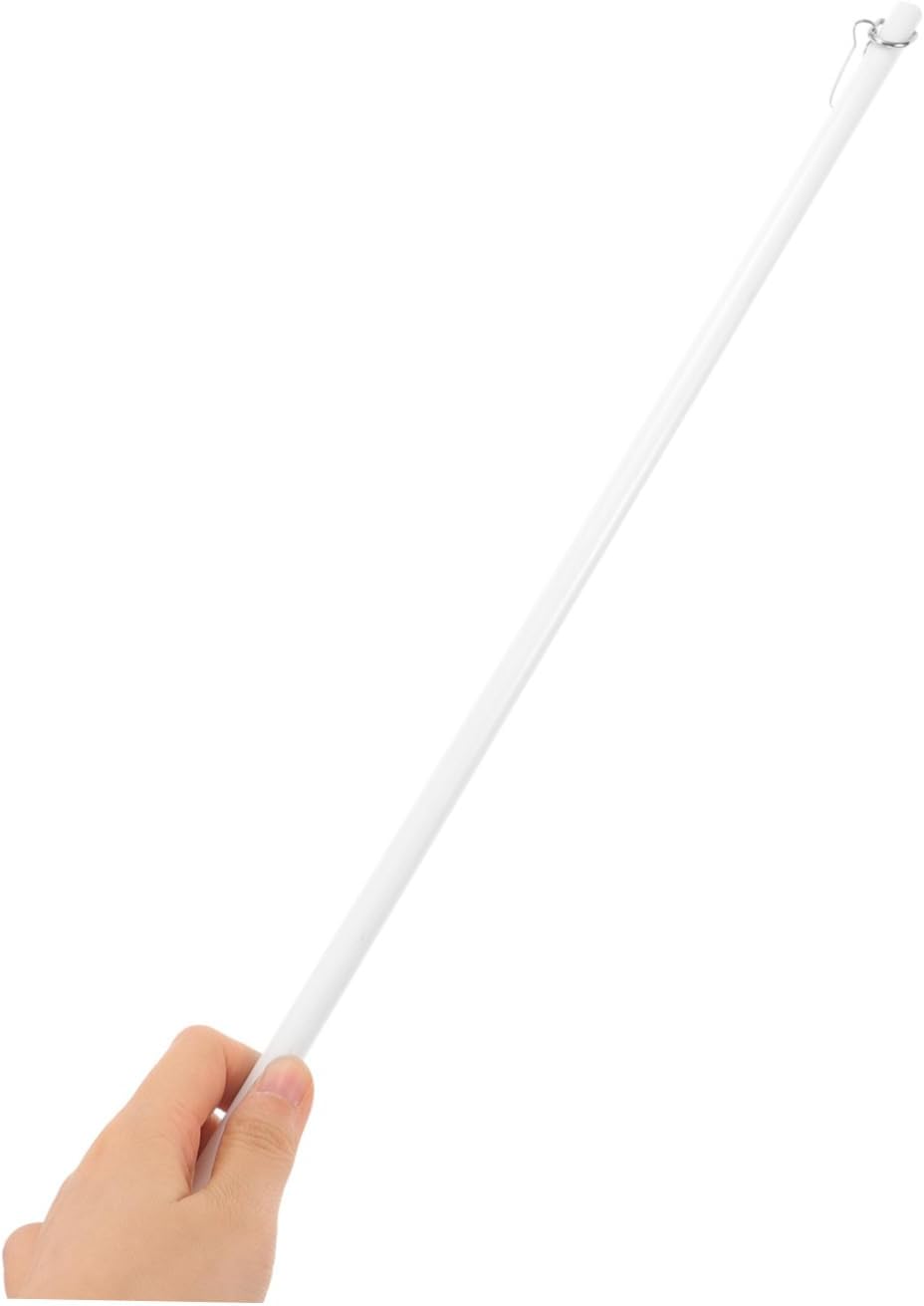 NUOBESTY 12 White Acrylic Curtain Rod Set Hooks Pressure Rods for Windows Adjustable Drapery Pull Wand