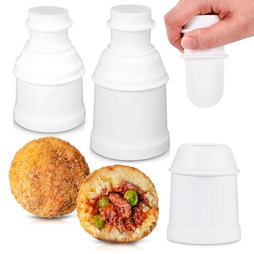 Arancini Maker - Molde multiusos para hacer bolas de arroz, molde para bolas de carne de cocina, molde bento hecho a mano, bola redonda de punto de carne rellena casera (cono + redondo)