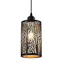 Shining gold Industrial Black Pendant Light Fixture Vintage Mini Black Pendant Lighting with Gold Finish Farmhouse Rustic Hollow-Carved Cylinder Pendant Light for Kitchen Island, Dining Room, Bedroom