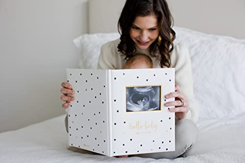 Pearhead First 5 Years Baby Memory Book, Gender-Neutral Baby Keepsake For New And Expecting Parents, Pregnancy And Milestone Journal, Black And Gold Polka Dot #TOP5