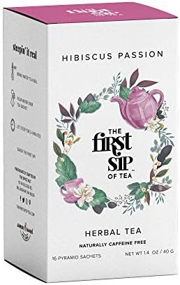 Hibiscus Passion, Herbal Tea Bags, Lemongrass, Orange, Cinnamon, Pure Herbs, Caffeine Free, Hot & Iced Tea - 16 Cups | The Spice Hut, First Sip Of Tea
