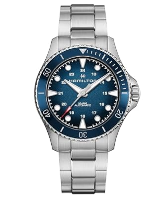 Hamilton Orologio Uomo Adulto Sportivo di Lusso, KHAKI NAVY SCUBA 43 MM, Automatico, Resistente all'Acqua 300 m, Cassa in Ceramica 43 mm, Blu