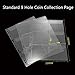 10 Sheets Coin Collection Pages,Coin Binder Inserts Sleeves with 9 Hole for Coin Album,Collecting Binder Protectors for Medallion Coin Stamp Badges Currency Collecting Supplies(6 Pockets)