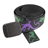 Thomas Bates Fun Novelty Patterned Hiker Web Belts (Desert Gecko Purple Green, Adult Size)