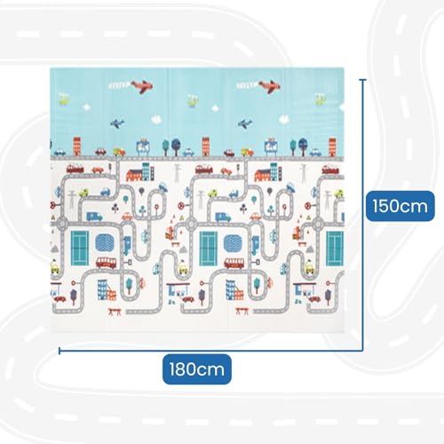 Tapete Infantil Emborrachado Tatame 8mm Dobrável Dupla Face Atividades (Pista) 1,80cm X 1,50cm