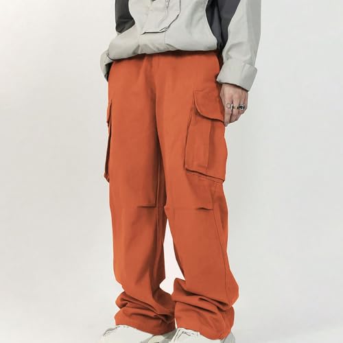 Flat Pocket Parachute Pants for Men Casual Baggy Cargo Pants Unisex Street Y2K Pants Drawstring Trouser4