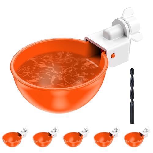 ZenxyHoC DIY Hühnerwasserbecher Hühnertränke Hühnerwasserspender Automatische Geflügeltränke Set für Hühner Enten Gänse Truthähne - 6 Stück Orange