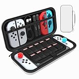 Aurenne switch用 ケース 有機el 対応 カバー 持ち運び ゲームカード 収納 防水 保護 大容量 白