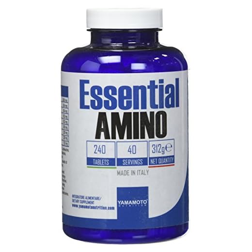 YAMAMOTO Nutrition, Essential AMINO 240 Compresse, Integratore Amminoacidi Essenziali Fermentati e Ramificati BCAA 4:1:1, Integratore per Sportivi, 312 gr