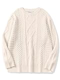 ANRABESS Sweaters for Women Oversized Cable Knit Long Sleeve Crewneck Casual Loose Pullover Tops 2025 Fall Winter Outfits Apricot Medium