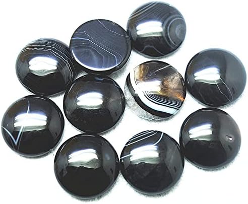 5PCS Natural Black Onyx Cabochons Round Shape NO Hole 8MM 10MM 12MM 16MM 20MM 25MM Loose Beads Jewelry Components - (Item Diameter: 20mm)
