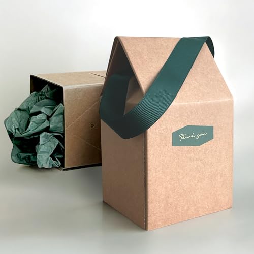 Boîte cadeau maison en kraft avec autocollant de remerciement pour tasses et verres
