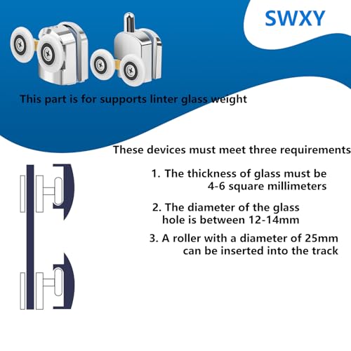 Image of 23mm Shower Door Roller 6Pcs Shower Door Rollers Replacement with Anti Collision Block and Screws for 4-6mm Glass Door