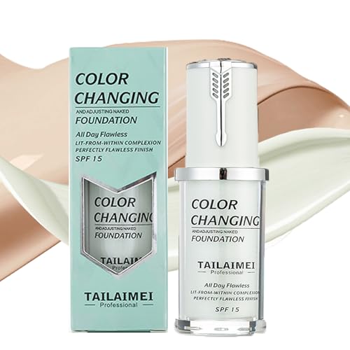 Warm Foundation Color Changing,SPF 15 Ganztägige Flawless Concealer Foundation Make-up,Beathable & Light Liquid Foundation Make-up,Waterproof Green Foundation für Natürliche Hauttöne