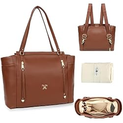 miss fong Diaper Bag Tote Diaper Bags Convertible Mommy Bag Hospital Bag | 12 Pockets Pañaleras Para Bebe with Changing Pad Large Capacity Diaper Tote Stroller Straps & Insulated Pockets for Mom & Dad