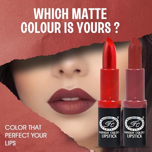 Image of FASHION COLOUR Fabulous Satin Matte | Long Stay Upto 6 Hrs | Waterproof | Smudge Proof and Lipstick for Women | Single Swipe Application | Matte Finish | 4g | Date Red