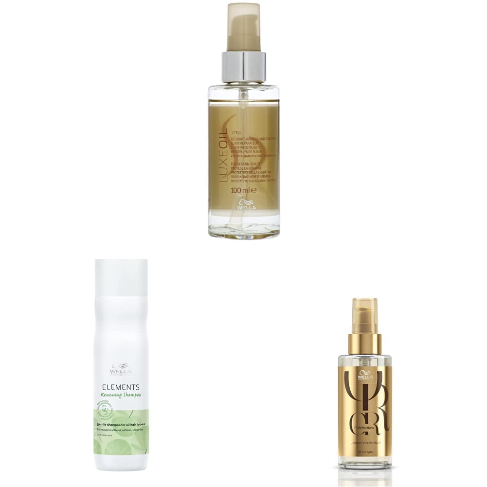 Wella Sp Luxeoil Reconstructive Elixir For Keratin Protection, 100ml & Wella Professionals Elements Sulfate Free Renewing ...