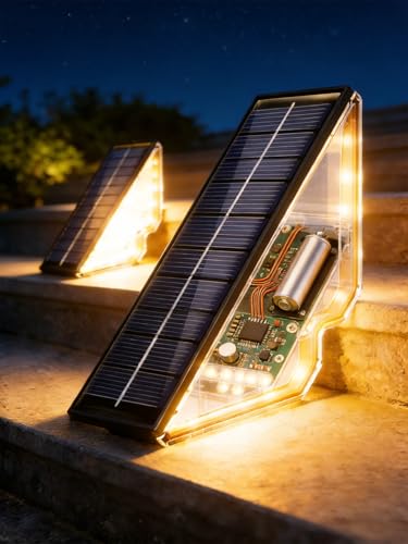 BSTOT Solar Powered Step Lights for Outside Waterproof Led, Deck Outdoor Decor Stair Stairwell Lighting for Front Door, Patio, Back Porch, Ring Pathway (Warm White, 4pcs)