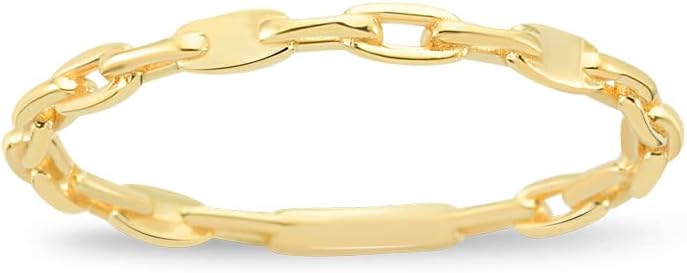 Gelin 10K Solid Gold Chain Ring for Women | 10k Gold Stackable Rings
