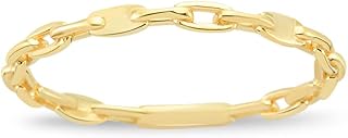 14K Real Gold Simple Chain Ring | 14K Solid Gold Dainty Stackable Rings for Women | Trendy Gold Rings | Women's Gold Jewelry | Gift for Birthday, Sizes 5 to 9