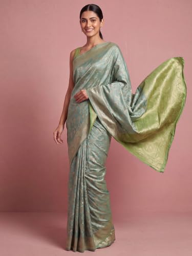 Image of AKHILAM Women's Multicolor Litchi Silk Ethnic Motif Print Saree With Unstitched Blouse Piece|sarees for women | litchi silk sarees
