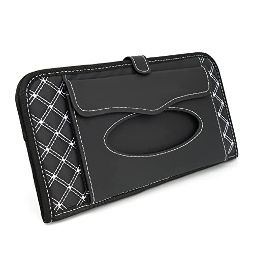 Car Cd Holder Storage Case, Car/Truck/Suv Sun Visor Organizer With Free Napkins, Personal Belonging And Registration, Document, Ticket Storage Pouch + 14 Pocket Cd #TOP2