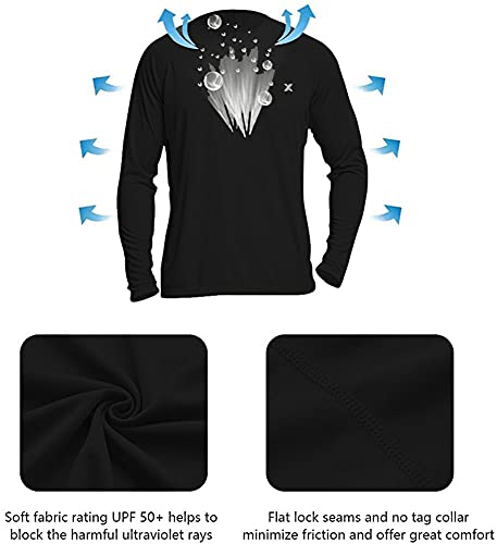 Camiseta UV Protection Masculina UV50+ Tecido Ice Dry Fit Secagem Rápida GG Preto