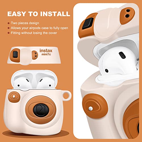 Molova Case For Airpods 1&2 , 3D Fashion Cartoon Stylish Cute Funny Cartoon Camera Anti-Drop Case With Keychain For Women Girls Teens(Cartoon Camera) #TOP1