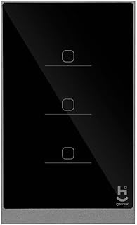 Hi by Geonav Interruptor Inteligente Zigbee Touch, 3 botões, Vidro Temperado, Bivolt, HIZINT3CBK, Preto
