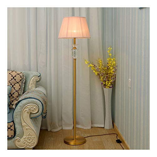 Lampadaire Style Européen Lampadaire Cristal Cuivre Accueil Plein Salon Chambre chevet Led lampe de bureau Décoration Rose Abat LED (Color : Remote control)