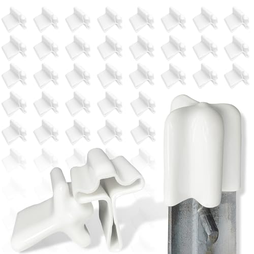 100 Pcs T Post Caps, Safe tPost Cap Vinyl Safety Topper for Fence Stakes, White