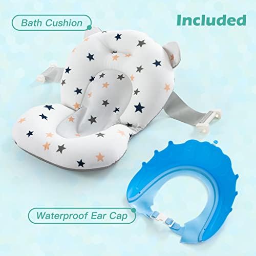 Baby BathTub, 4-in-1 Newborn to Toddler Tub with Temperature Sensor,Infant Waterproof Ear Cap and Soft Cushion included,Grey — view 7