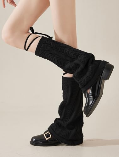 Image of YELAIVP Women's Leg Warmers Knit Kawaii Y2K Harajuku Leg Warmers with Adjustable String for Women Lolita Accessories