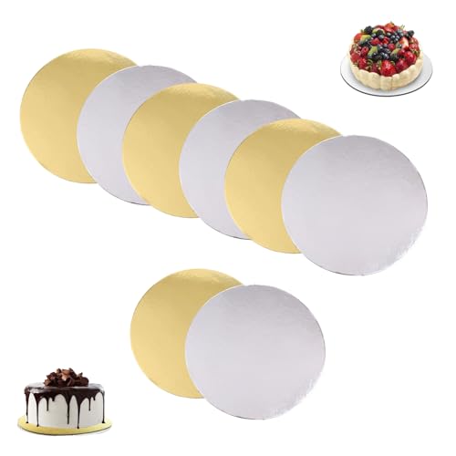 8 Piezas Base para Tartas Base Redonda de Pasteles Reutilizable Bandeja de Carton para Tarta para Bodas, Cumpleaños, Fiestasllevar Pasteles y Postres