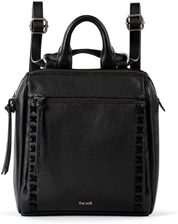 The Sak Loyola Mini Backpack in Leather, Convertible Design with Adjustable Strap, Black