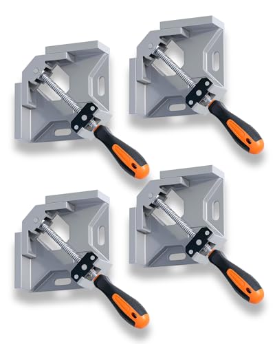 Image of TANYO Corner Clamp 4pcs 90 Degree Right Angle Clamp with Adjustable Aluminum Alloy Swing Jaw, 90 Single Handle Clamps Woodworking Tool for Welding, DIY, Wood Working